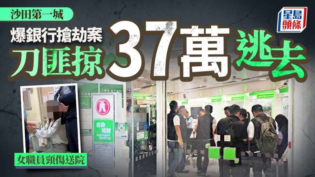沙田第一城恒生銀行遇劫 持刀匪挾持女職員 掠$37萬後逃遁